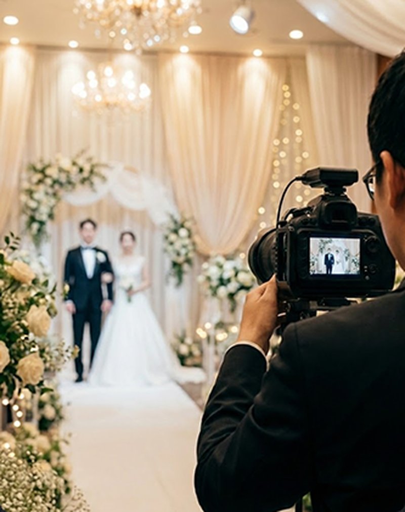 카메라 1대로 결혼식을 촬영하는 기본형 중계 현장